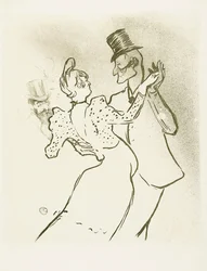La Goulue ja Valentin la Desossee. Toulouse-Lautrecin juliste.