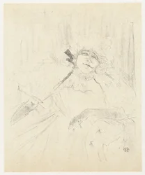 Portret van Yvette Guilbert nojatuolissa op toneel Yvette Guilbert (vanha kappale) Yvette Guilbert: Englantilainen sarja (sarjan nimi)