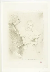 Portret van näyttelijä Marthe Brandès näyttelijä Louis-Pierre Leloirina elokuvassa Les Cabotins Brandès ja Leloir Cabotinsissa