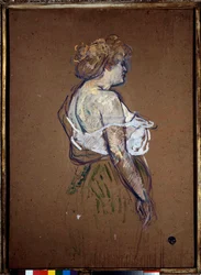 Prostituutio: "" Lucie Bellagerin muotokuva"" Öljy pahville, kirjoittanut Henri de Toulouse Lautrec (1864-1901) 1896 su. 0,8x0,6 m Albi, museo Toulouse Lautrec