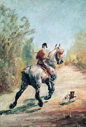 Raviratsumies pienen koiran kanssa, 1879