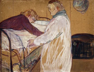 Kaksi naista tekemässä sänkyä; Kaksi naista luomassa sänkyä, 1891