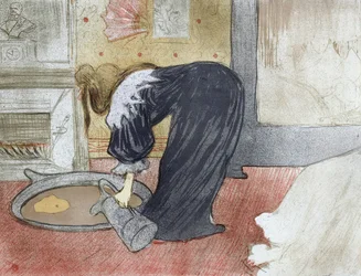 Nainen kylpyammeessa (Elles-sviitistä) - Nainen kylvyssä - Henri de Toulouse Lautrecin (Toulouse-Lautrec) maalaus (1864-1901)