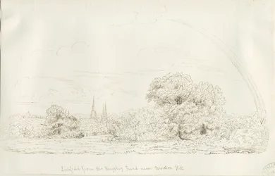 Lichfield - North View (kaukainen): kynäpiirros, nd [1788-1855] (piirustus)