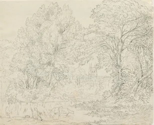 Tamworth - Maaseutunäkymä: kynä- ja mustepiirustus, nd [1788-1855]