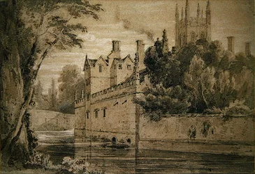 Magdalen College - Näkymä Cherwellistä siltaa kohti (kynä ja akvarelli paperille)