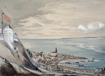 Linnoitus ja Mackinawin kylä, intiaanien leirintäalue, syyskuu 1842 (wc paperilla)