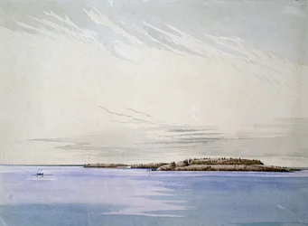 Vanha Mackinaw, jossa ranskalainen linnoitus, 1842 (wc paperilla)