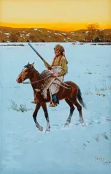 Intiaani palaa metsästä, 1912