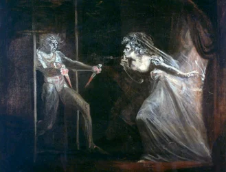 Lady Macbeth tarttuu tikareihin, asetettu näytteille 1812