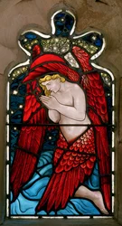 Alnwick, St Michael at St Paul, James Powell & Sons, Henry Holiday, Kneeling Angel, 1878finn