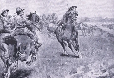 Kilpailu Philips Town Roadin hallinnasta, teoksesta After Pretoria: The Guerilla War, jonka on julkaissut Harmsworth Bros Limited, 1901.