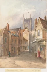 Wolverhampton - Pyhän Pietarin kirkko: akvarellimaalaus, 1844