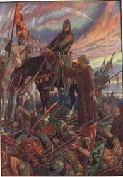 Hastingsin taistelun jälkeen, kuvitus Rudyard Kiplingin Englannin historiasta, 1911