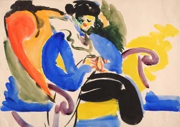 Kalligrafinen #2 nainen tuolilla, 1914-1918.