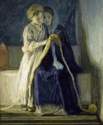 Kristus ja hänen äitinsä tutkimassa kirjoituksia, n. 1909 (öljy kankaalle)
