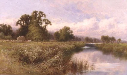Niittymaisema lähellä Marlow-on-Thamesia (öljy kankaalle)
