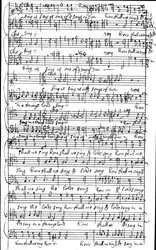 Omakätinen partituurin käsikirjoitus psalmiin 137 Kuinka laulamme Herran laulua vieraassa maassa, ennen vuotta 1683.