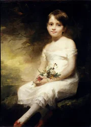 Nancy Grahamin muotokuva tai pieni tyttö pitelemässä kukkia, englantilainen koulukunta, 1800-luku. 0,91 x 0,71 m, Pariisi, Musée du Louvre.