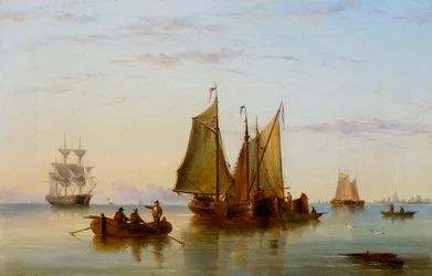 Kalastusveneet ja muut alukset Scheldtillä lähellä Rotterdamia, 1852