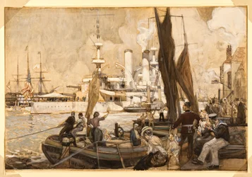 Yhdysvaltain taistelulaiva "Kearsarge" Portsmouthin satamassa