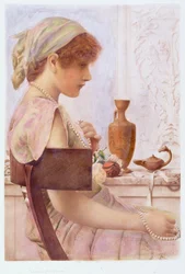 Girl with Pearls (wc syväpainon päällä)