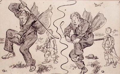 Turhautuminen golfkentällä, kuvitus "Graphic"-lehdestä, pubi. noin 1870 (litho)