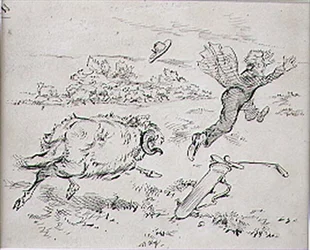 The Disturbed Golfer, kuvitus Graphic-lehdestä, pubi. noin 1870 (litho)