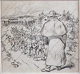 The School Boy Golfers in the Rain, kuvitus Graphic-lehdestä, pubi. noin 1870 (litho)