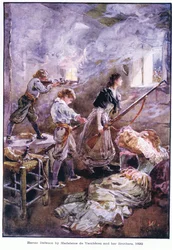 Madeleine de Vercheresin ja hänen veljiensä sankarillinen puolustus 1692, n. 1920