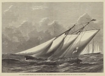 Royal Yacht Squadron Regatta, kilpailu Town Cupista, Prince of Walesin huvijahti Hildegarde kiertää lippuvenettä Lepe-poijulla