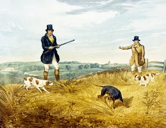 Ase ja Loader, levy Partridge Shootingista, kaiverrus Joseph Clayton Bentley (1809-51) 1794 (värikaiverrus)