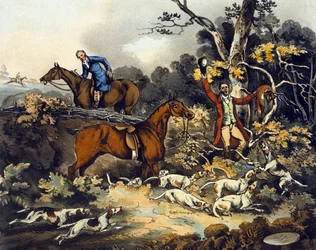 The Death, teoksesta "Fox Hunting", kaiverrus Thomas Sutherland (1785-1838) 1817 (väri litho)