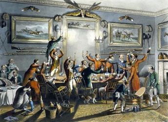 The Toast, teoksesta "Foxhunting", kaiverrus Thomas Sutherland (1785-1838) (väri litho)