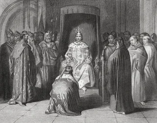 Kuningas Richard II ryösti Connaughtin, Ulsterin, Thomondin ja Leinsterin kuninkaat vuonna 1394, Thomas Wrightin "Irlannin historia", julkaistu noin 1854