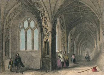 Worcesterin katedraali. The Cloisters, 1836