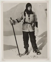 Kapteeni Scott (1868-1912) Terra Nova -retken aikana (1910-13) etelänavalle (bromidiprintti)