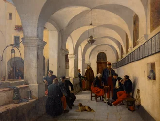 Ranskalaisten kuriirisotilaiden saapuminen Nizzaan vuonna 1859, noin 1859 (Öljy kankaalle)