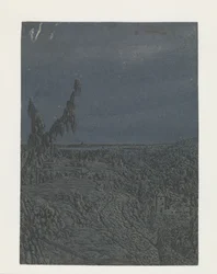 Maisema tasangolla, joki kaukana
