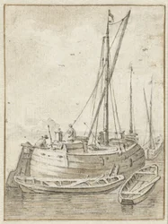 Proomu kahdella soutuveneellä