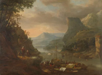 Näkymä joelle vuoristoseudulla, noin 1667 (öljy kankaalle).