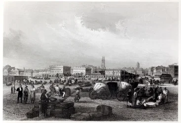 Am Kai Levee New Orleansissa, noin 1840 (svetokuvassa).