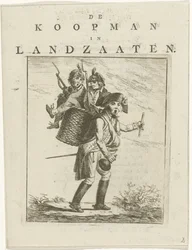 Lauluarkki ja sarjakuva sotilaiden kanssa Sarjakuva Willem V:stä Kauppias Landzaatenissa (nimi esineessä)