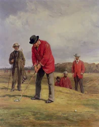 George Glennie Putting Blackheathissä Putting Cleekin kanssa, 1881