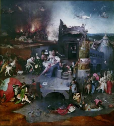 Pyhän Antoniuksen kiusaus Triptyykin keskustaulu, vuosien 1495 ja 1515 välillä