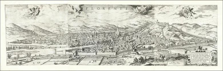 Hieronymus Cockin näkymä Firenzestä vuodelta 1557, julkaissut Paul van der Houve vuonna 1601
