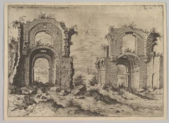 Toinen näkymä Diocletianuksen kylpylöistä, roomalaisten raunioiden sarjasta, 1550.