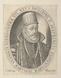 Espanjan Filip II, 1500-luvun loppu - 1600-luvun alku (kaiverrus).