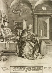 Saint Ambrose, sarjasta Kirkon neljä isää, pub. 1586
