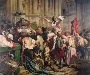 Bastiljin valloittajat Hôtel de Villen edustalla vuonna 1789, 1839